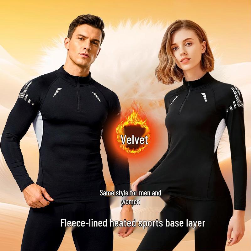 Unisex termo sportovní top s polorolákem, zipem, rychleschnoucí a sametovou podšívkou pro podzim a zimu.