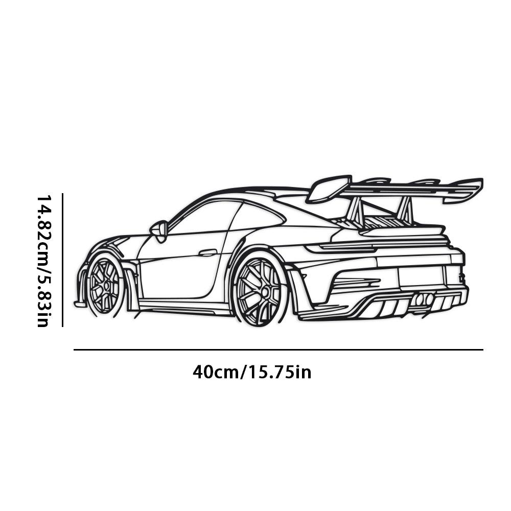 

Car Metal Wall Art - Black Metal Carving, Sleek Design with Spoiler & Exhaust Pipes, Easy to Hang Home & Office Decor