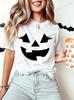 Funny Evil Pumpkin Face Halloween Women Tees Funny Spooky Season Tshirt Female Clothes Short Sleeve Tops Fashion Graphic Shirt
