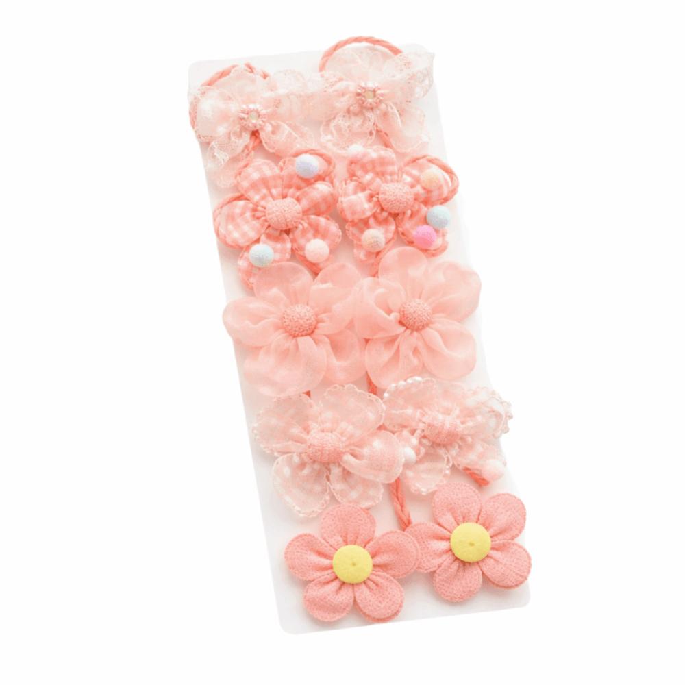 10pcs Colorful Children's Headband Set No Harm High Elastic Hair Rope Flower Hair Ties  Daily Use