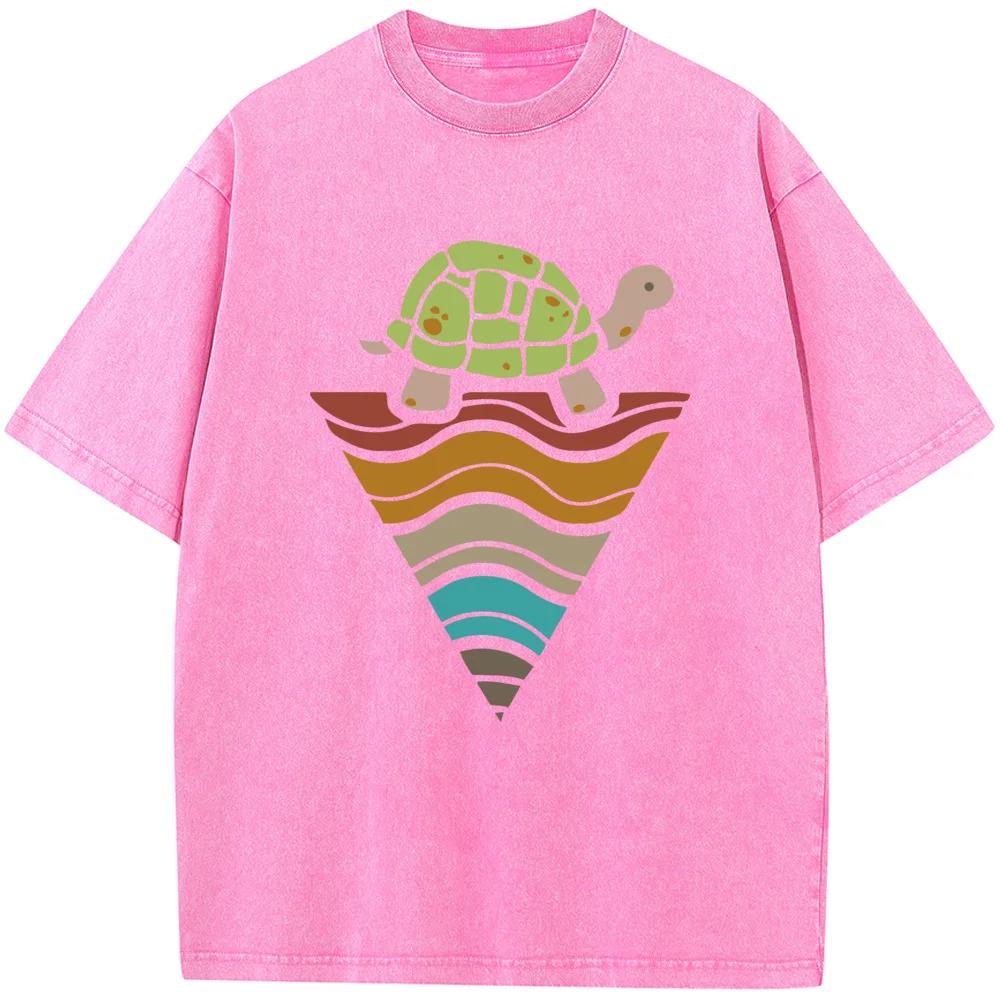 Triangle Turtle Men's Short-Sleeved T-shirt Men Women Casual Oversized T-shirt Vintage Colored Mens T-shirts