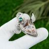 925 Silver Pear Natural Rainbow Jasper Topaz Birthday Wife Bezel Pendant Jewelry