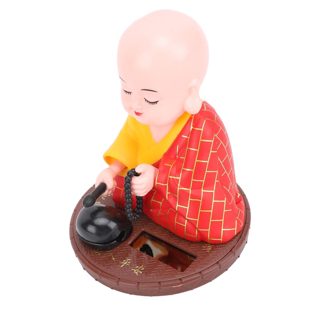 Little Monk Solar Figurine Funny Auto Nodding Knocking Chinese Monk Statue Toy Dashboard Ornament for Car Desktop Decor