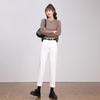 Women's Off-White High-Waisted Harem Jeans - 2024 Spring/Autumn, Elastic, Loose Fit, Slimming Casual Carrot Pants
