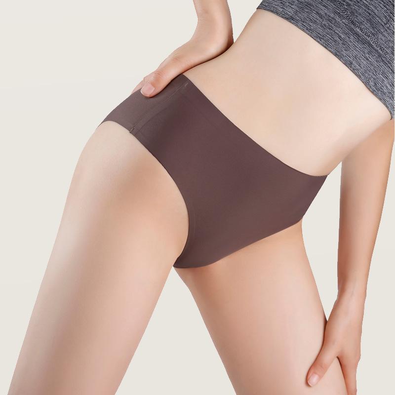 Ice Silk Underwear Quick Dry Panties Seamless Panties Fitness Breathable Mid-waist Briefs Women