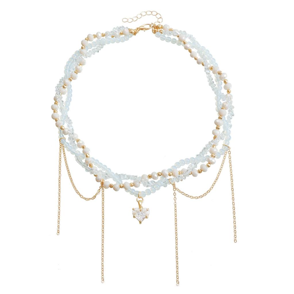 Punk Gothic Five-pointed Love Tassel Leather Cord Clavicle Chain Sweet And Cool Hot Girl Necklace