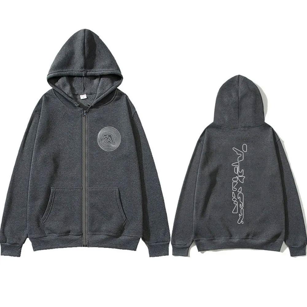 Aphex Twin Print Reißverschluss-Hoodie Herren Damen Kleidung Punk Gothic Vintage Zip-Jacke Männermode Übergroße Hoodies Streetwear