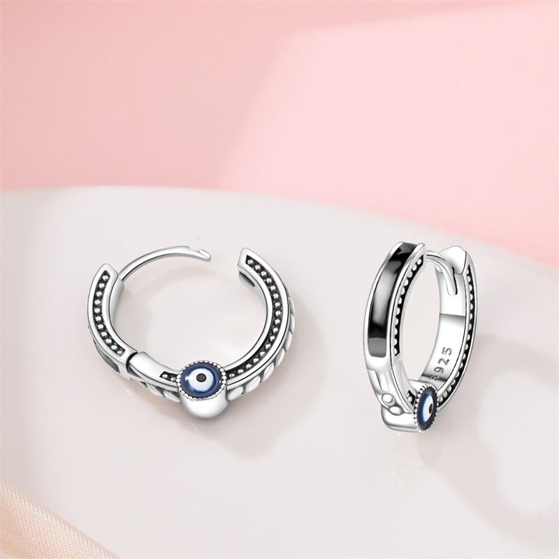 Classic Copper Color Simple Double Round Circle Black Zircon Ear Clip Pave Setting CZ Hoop Earrings for Women & Men Zircon Gift