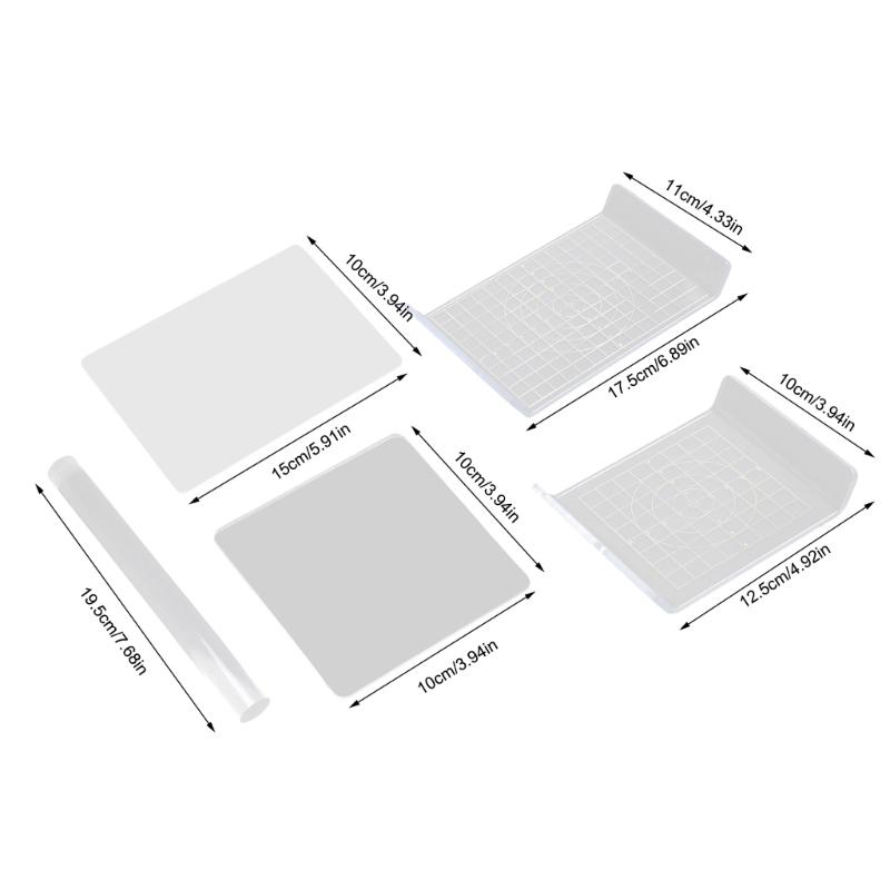 4Pieces Acrylic Sheet Clay Sculpting Board with Acrylic Clay Roller Clay Rolling Pin Clay Shaping Sculpting Tool