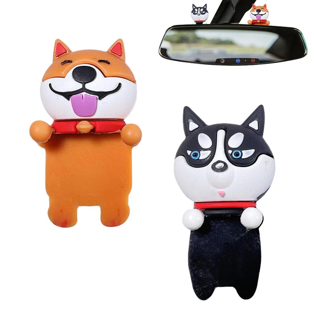 Rearview Mirror Accessories Bike Scooter License Plate Ornaments Accessories Lying Dog Doll Car Dashboard Decor Akita Husky Dog Lying Dog Doll Desktop