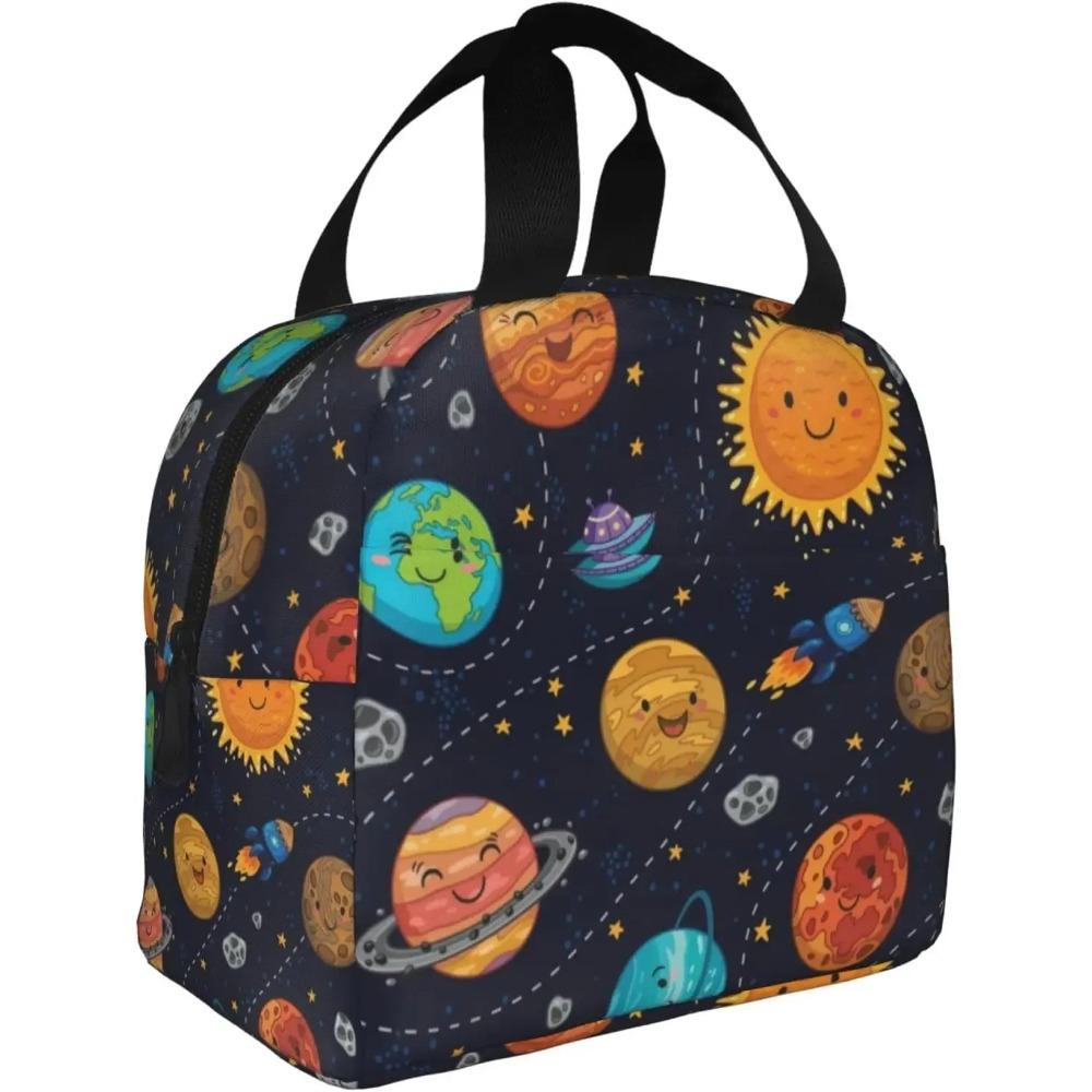 Space Planet Insulated Lunch Bag for Kids Solar System Lunch Box Universe Galaxy Cooler Bag for Boys Girls School Travel Picnic