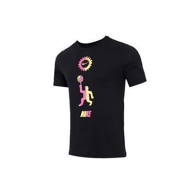 Kontrastdruck Rundhals Basketball T-Shirt Herren Oberteile Schwarz DD0804-010