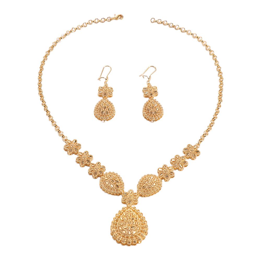 Plated Dubai Jewelry Sets 24K Gold African Bridal Jewelry Sets  Bride