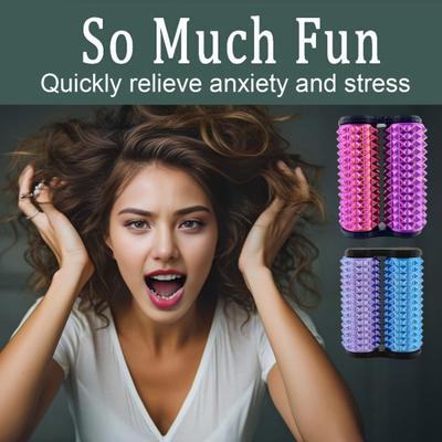 Spiky Roller Fidget Toy Anxiety Stress Relief Kids Teens Adults Handheld Bumpy Rolling Massage Stick Portable Double-Rows Roller Sensory Toy