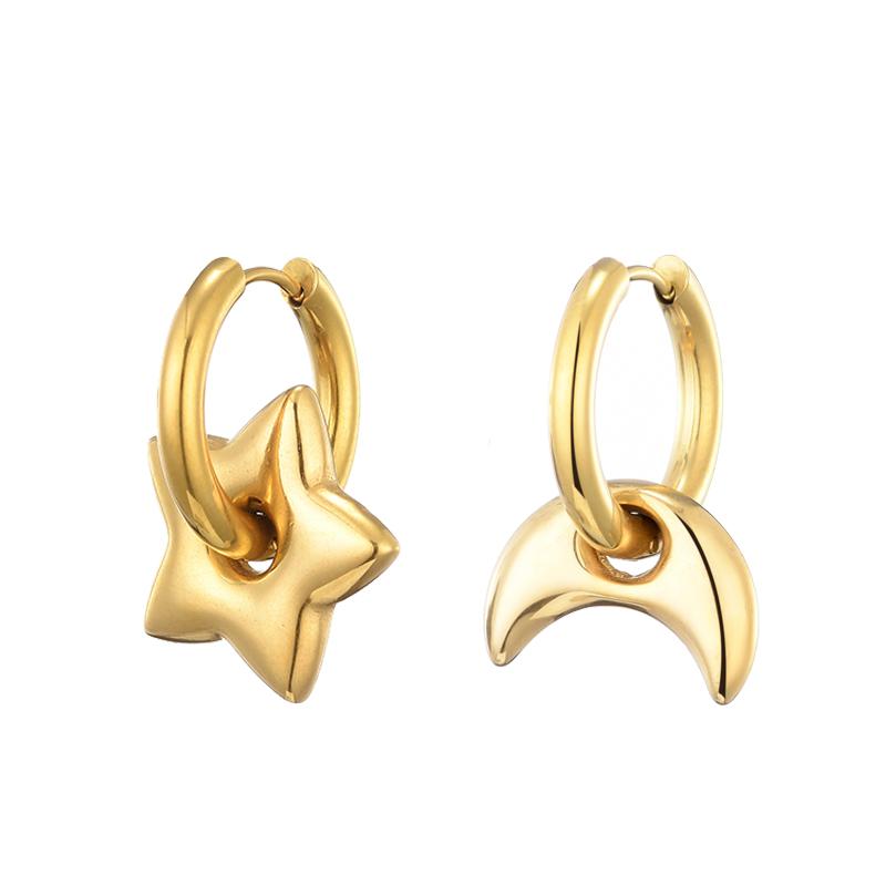 Classic Stainless Steel Heart Star Hoop Earrings For Women Punk Hip Hop Gold Silver Color Y2K Jewelry Female Earrings Oorbellen