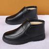Men's Casual High-Top Leather Winter Shoes - Non-Slip, Warm, Plus Velvet, Ideal for Middle-Aged and Elderly