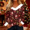 Women's T Shirt Tee Christmas Shirt Long Sleeve Party Christmas Print Fleece Collar V Neck Top