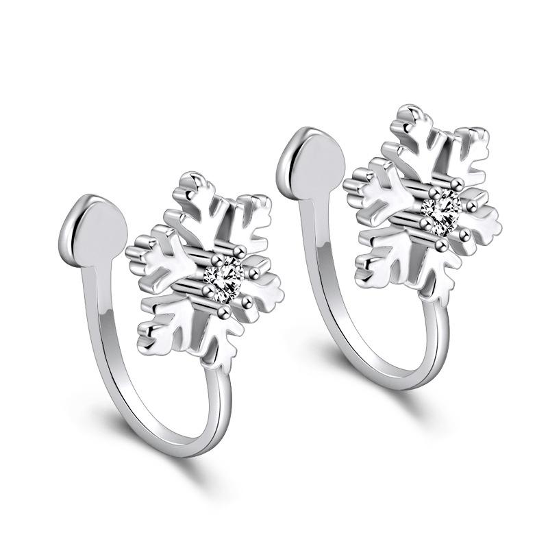 

Клипсы для ушей для женщин, свежие бриллианты и снежинки без проколов ушей, милые цветочные аксессуары