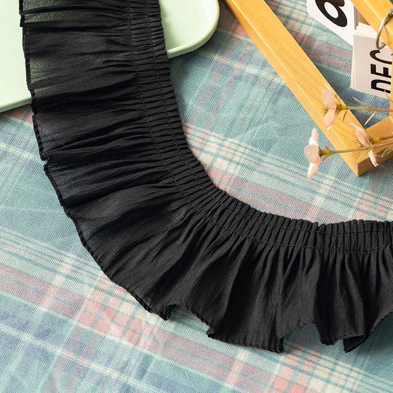 1Meter Black Lace Fabrics For Sewing Clothes Pleated Ribbons Diy Crafts Supplies Party Dress Needlework Decorative Trimmings