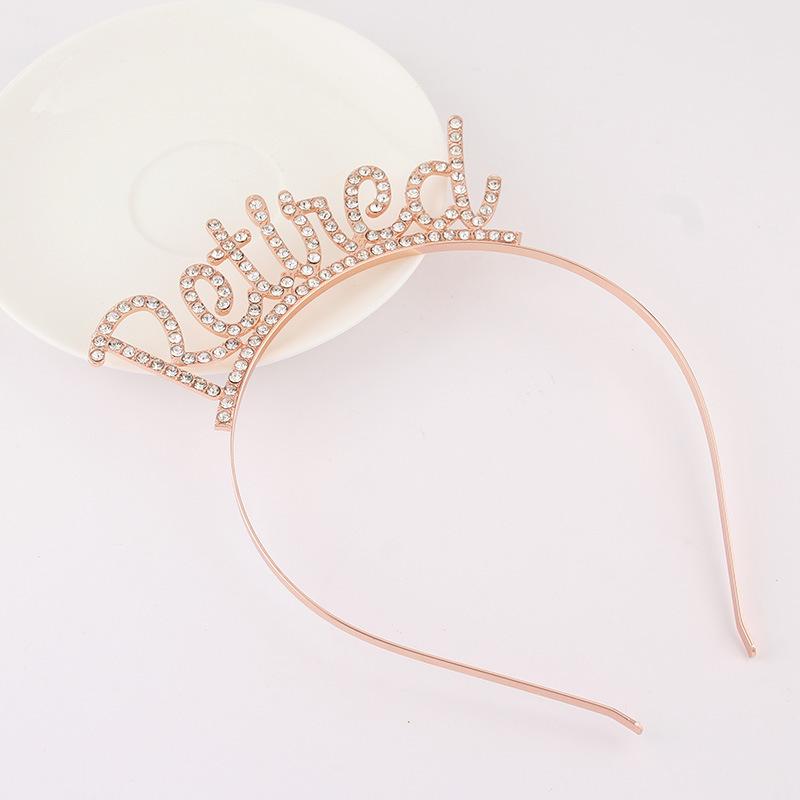 JY Retirement Party Decorations Rose Gold Silver Officially Retired Glitter Sash With Rhinestone Headband