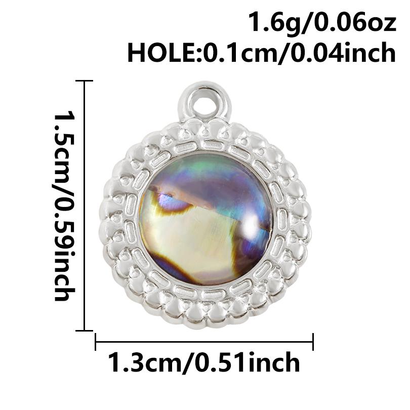 2pcs Sea Accessories Abalone Shell Pendant Love Heart Sun Oval Geometric Stainless Steel Oil Dripping Charms For Jewelry Making