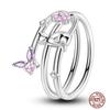 Anelli Nuziali Autentici in Zircone Arcobaleno per Donna100 Rame Cerchio Lucciola Margherita StellaLuna Cuore Rosa Anello Dito Gioielli