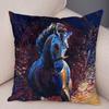 Federa Cuscino Stile Pittura ad Olio Paesaggio Colorato Barca Cavallo Stampa Floreale Lino Morbido Soggiorno Camera da Letto Casa Federa