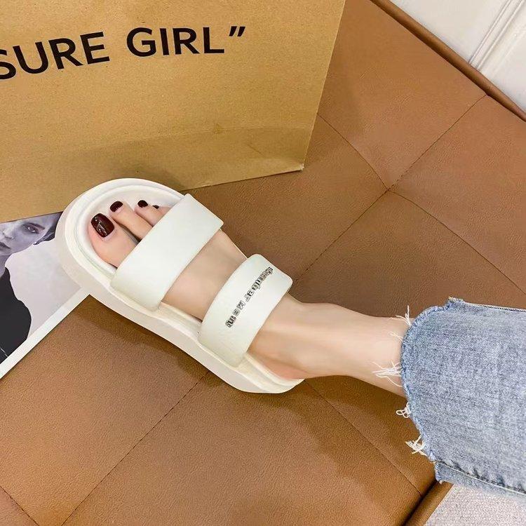 

Туфли-шлепанцы на платформе-маффин женские для улицы 2025 лето новые высококлассные модные универсальные увеличивающие рост французские сандалии на одном ремешке 35 белый