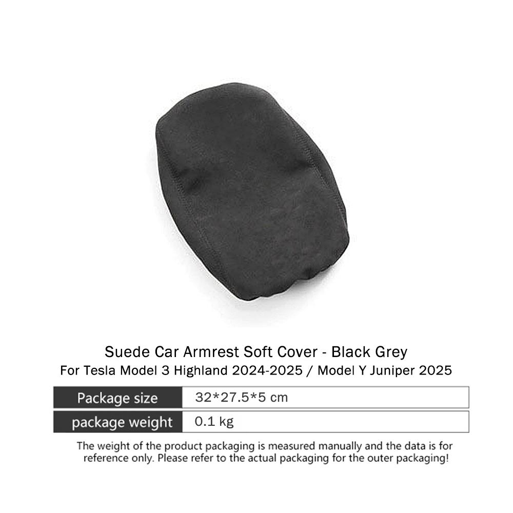 Fit For Tesla Model 3 Highland 2024-2025 Model Y Juniper 2025 Suede Armrest Box Protection Soft Cover Armrest Cover Accessories Black Grey