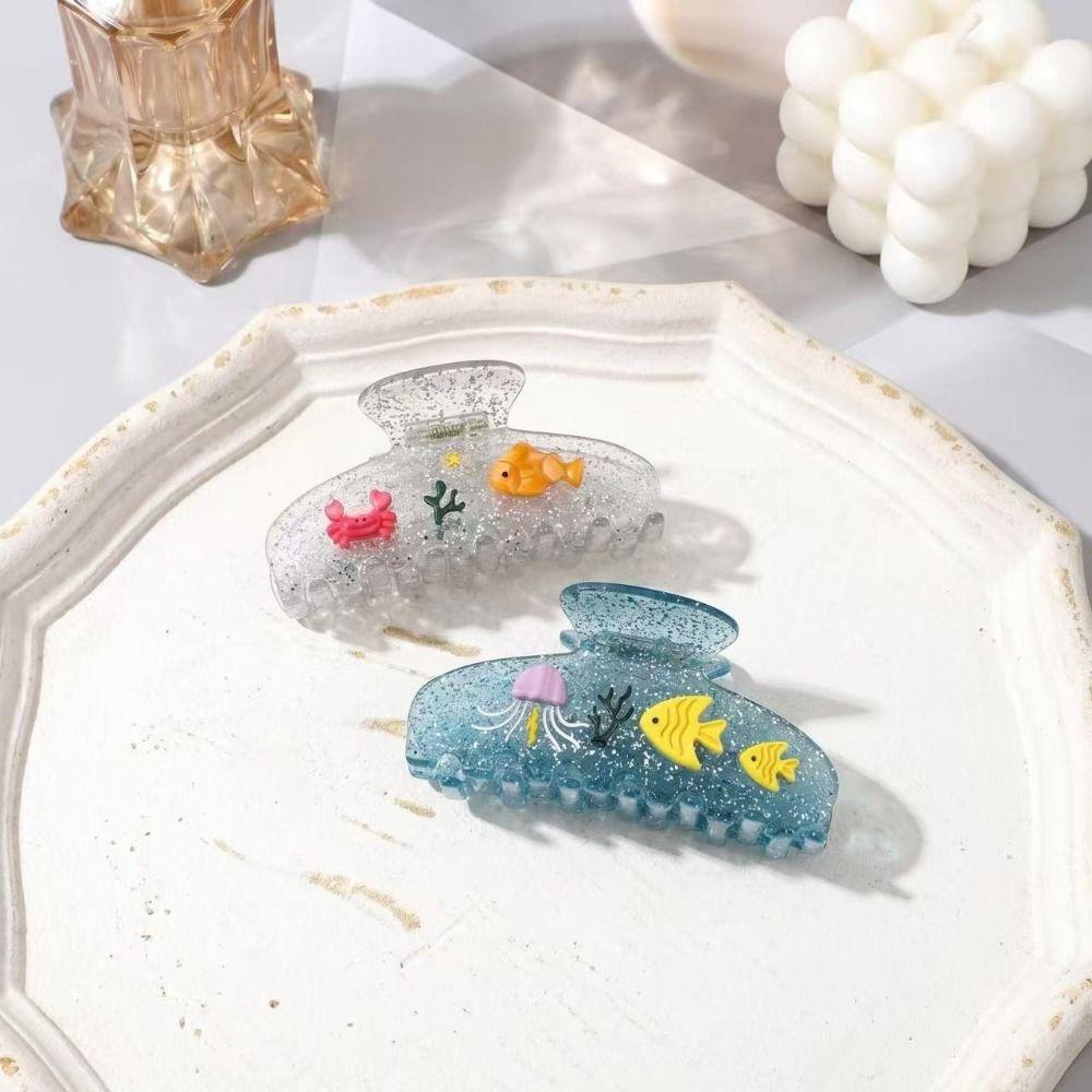 Starfish Ocean Style Fish Hair Claw Hairpin Fish Shape Grab Clip Sweet Shell Grasp  Travel