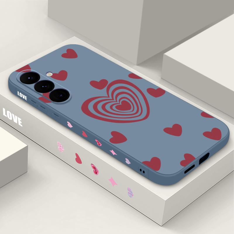 Lovely Heart Pattern Case For Samsung Galaxy S26 S25 Ultra S24 S23 S22 Plus S21 FE A15 A16 A17 A35 A36 A54 A55 A56 5G Soft Cover