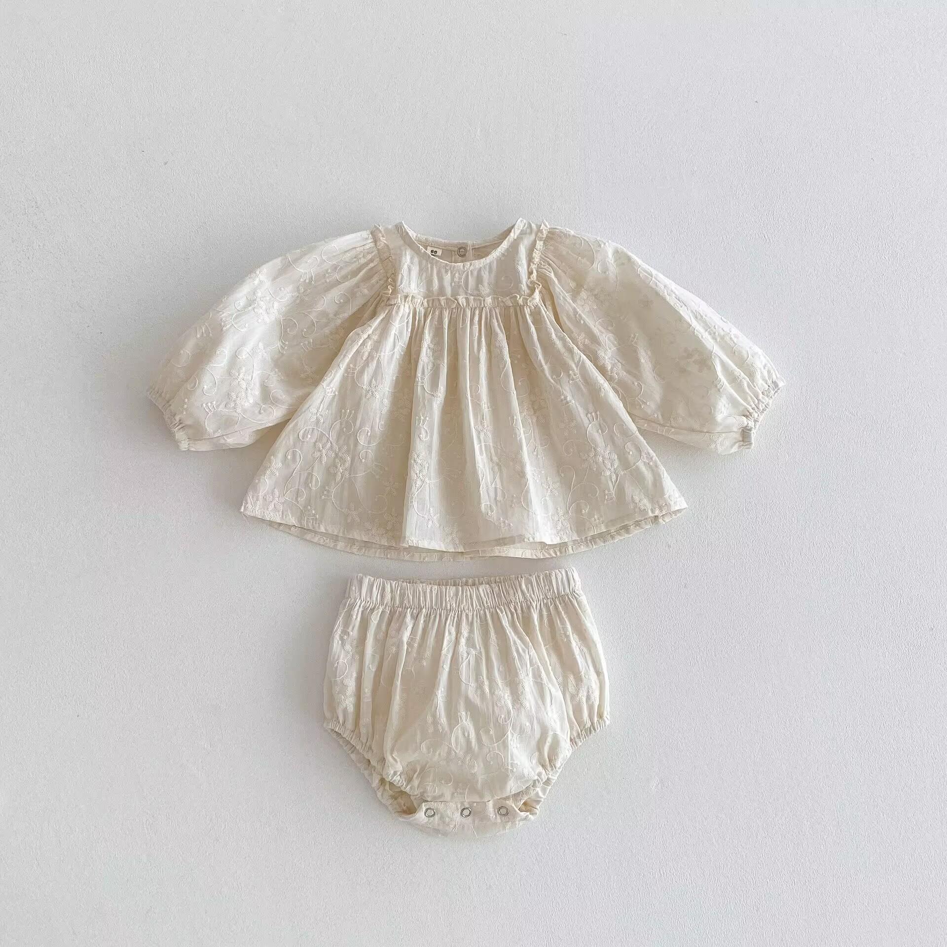 

Korean-Style Lace Jacquard Top & Shorts Set for Baby Girls - Trendy Two-Piece Outfit for Infants & Toddlers 90 cm