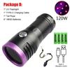 60W/80W/120W High Power UV Flashlight 3/4/6-CORE 365nm Type-C Rechargeable Black Mirror Purple Light Wood's UV Detection Lantern