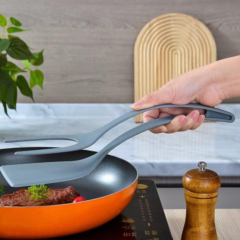 2 in 1 Shovel Clip Steak Spatula Clip Two-in-One Kitchen Food Clip Egg Shovel Fried Fish Fried Egg Clip Flip Shovel