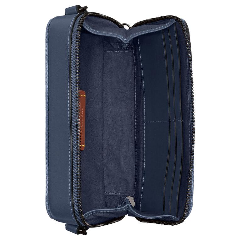 Coach Charter 19 Brand Full Print Pattern Zipper Closure Exquisite Calfskin Crossbody Shoulder Bag Small Men Bags Blue CU207-D61