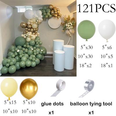 Avocado Green Balloons Garland White Pastel Yellow Gold Latex Balloon Arch Wedding Anniversary Baby Shower Jungle Theme Decor