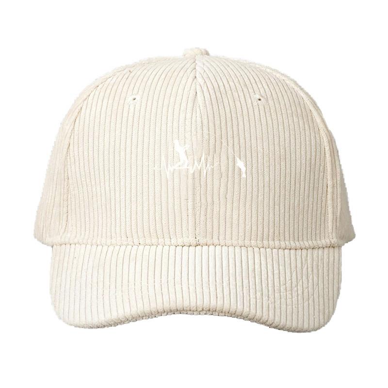 Customize Corduroy Baseball Cap Men Women Fishing Theme Adjustable Dad Cap for Anglers Outdoor Sport Hat with Lure Hook Design