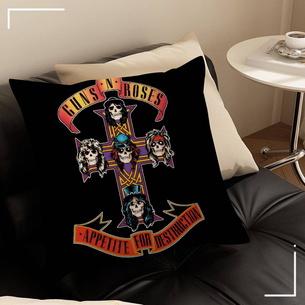 Rock Music Band G-Guns N Roses Decorative Room Aesthetics Pillow Case Home Decor Bedroom Sofa Bed Couch Pillow Cover 45X45