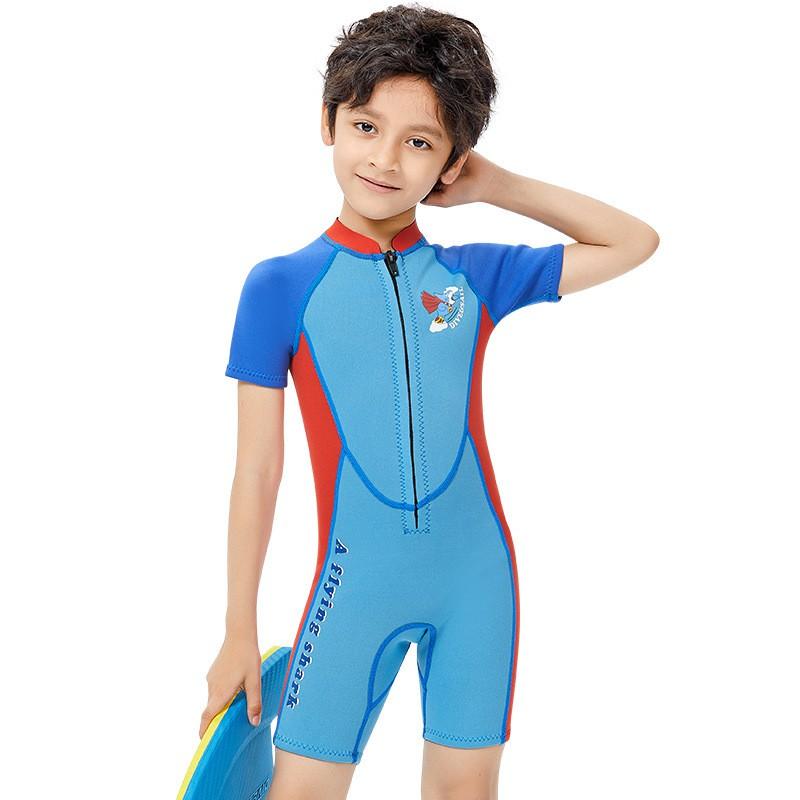 Kids 2.5mm Short Sleeve Full Wetsuit Snorkeling Swimming Surfing Diving Warmth Protection Chloroprene Neoprene