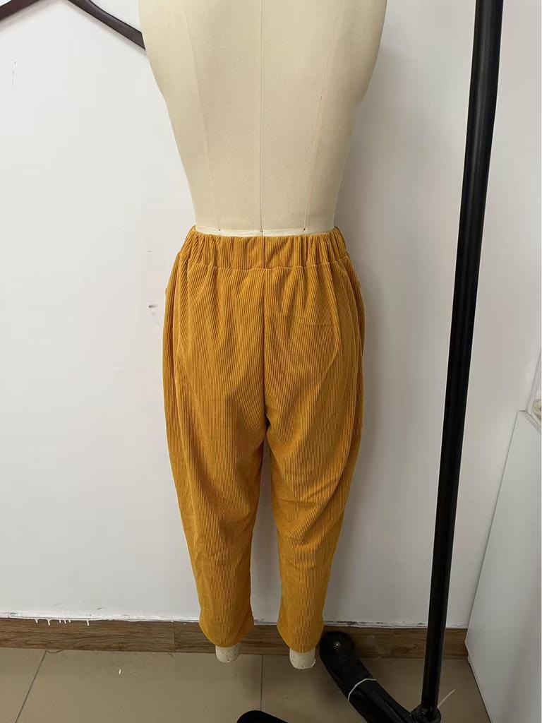 Available Now! Autumn/Winter Women's Corduroy Elastic Waist Loose-Fit Fashion Pants