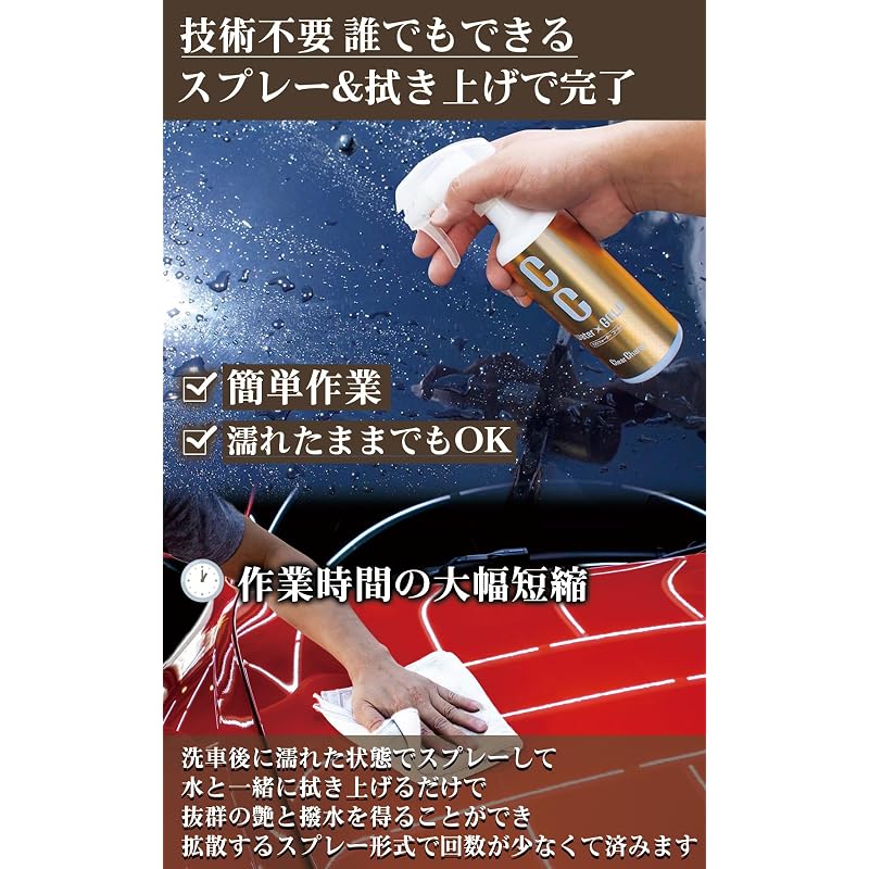 Prostaff CC Water Gold Car Wash Glass Body Coating Agent 300ml with Microfiber Cloth S121