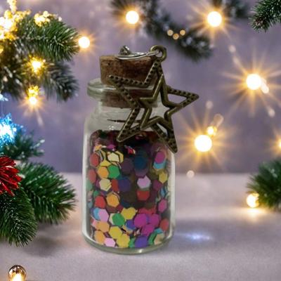 Mini Wishing Glass Bottle Transparent Glass Jar with Sequins Romantic Gift for Boyfriend Girlfriend Wife Husband