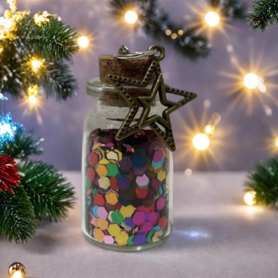 Mini Wishing Glass Bottle Transparent Glass Jar with Sequins Romantic Gift for Boyfriend Girlfriend Wife Husband