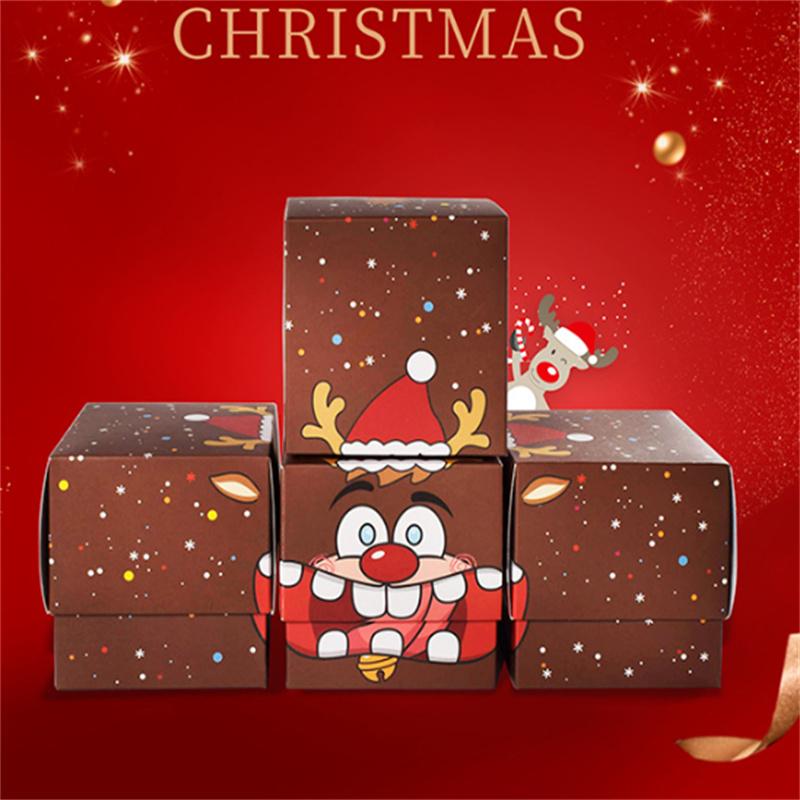 5pcs Christmas Candy Biscuit Cube Santa Claus Box DIY Cake Box for Party Decorating Supplies Christmas Decoration 2025 Navidad
