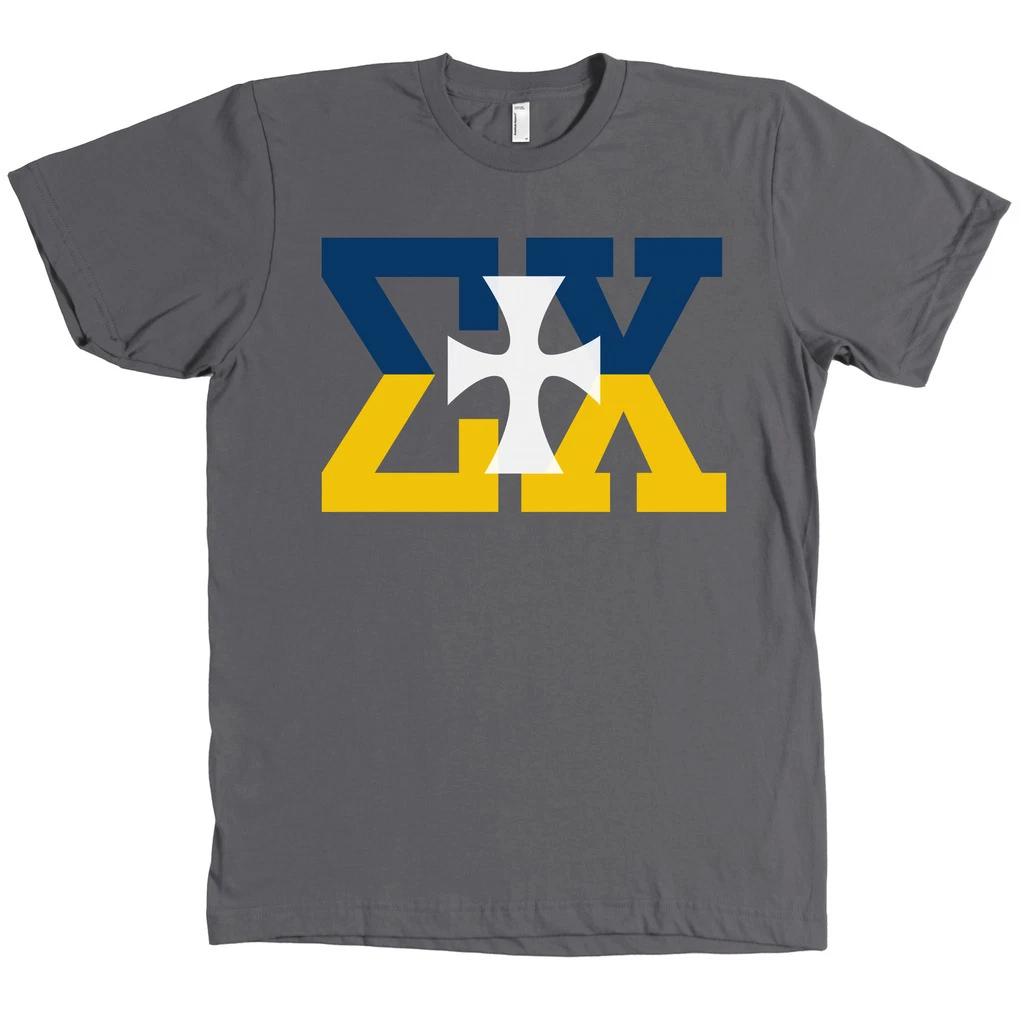 Sigma Chi Navy and Gold Letters Bella + Canvas Shirt EX Fraternity MANY COLORS 4XL