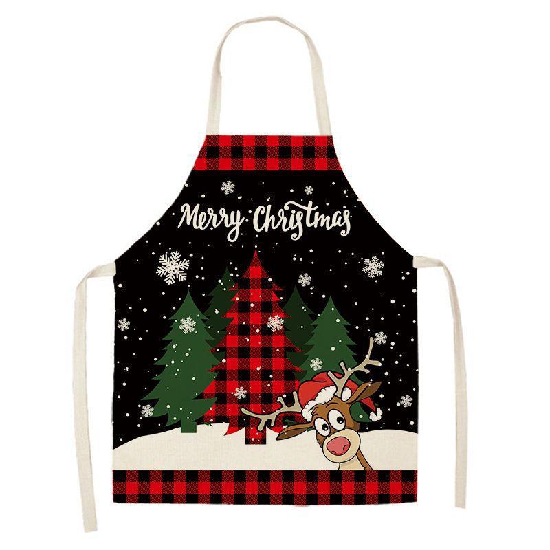Christmas Apron New Creative Printed Polyester Apron Holiday Decoration Party Home Kitchen Anti-fouling Apron