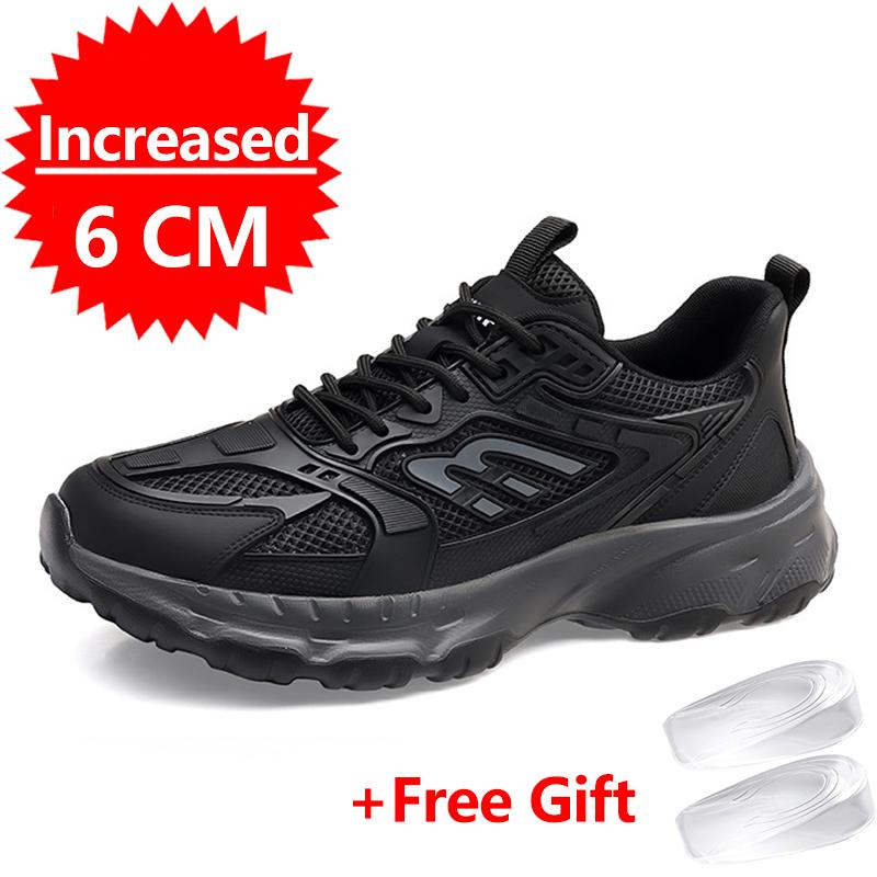 Fashion New Men's Height Increase Shoes Lightweight Anti Slip Running Shoes Invisible Height Increase Shoes 6CM Breathable Mesh Sneakers