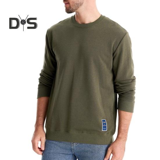 Fall Winter Men Top Loose O Neck Long Sleeves Pure Color Warm Pullover Mid Length Casual Daily Wear Sport Sweatshirt