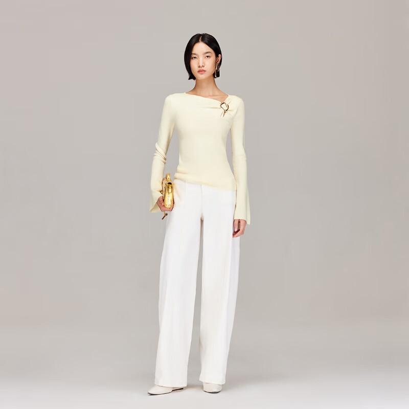 VEROMODA Wool Blend Asymmetric Collar Knit Top