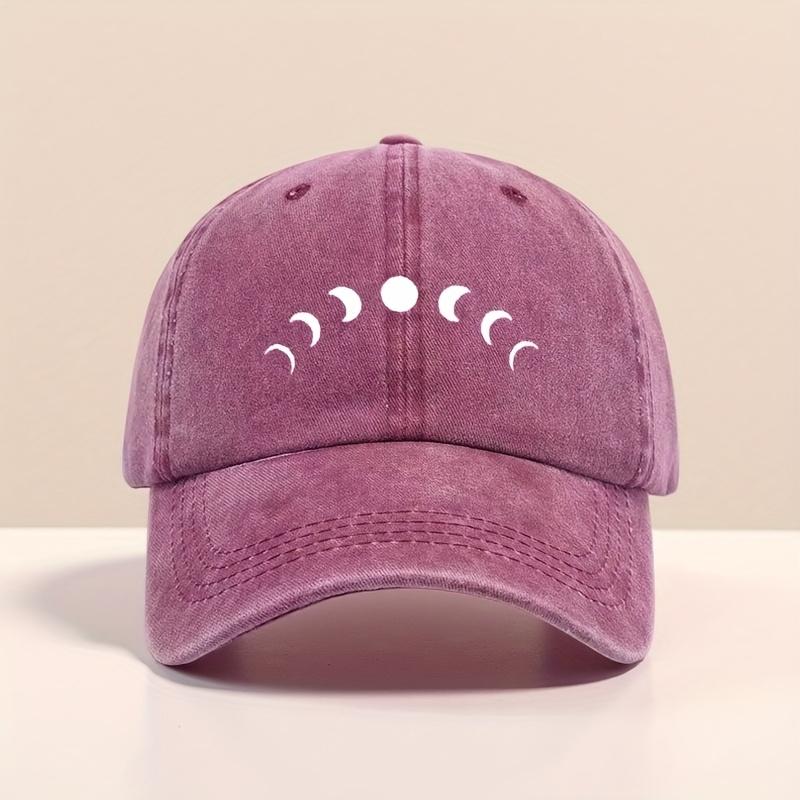 

Moon Phase Design Classic Retro Trucker Hats Unisex Adjustable Baseball Cap Wash Cotton Denim Outdoor Travel Hats For All Season Adjustable бордовый